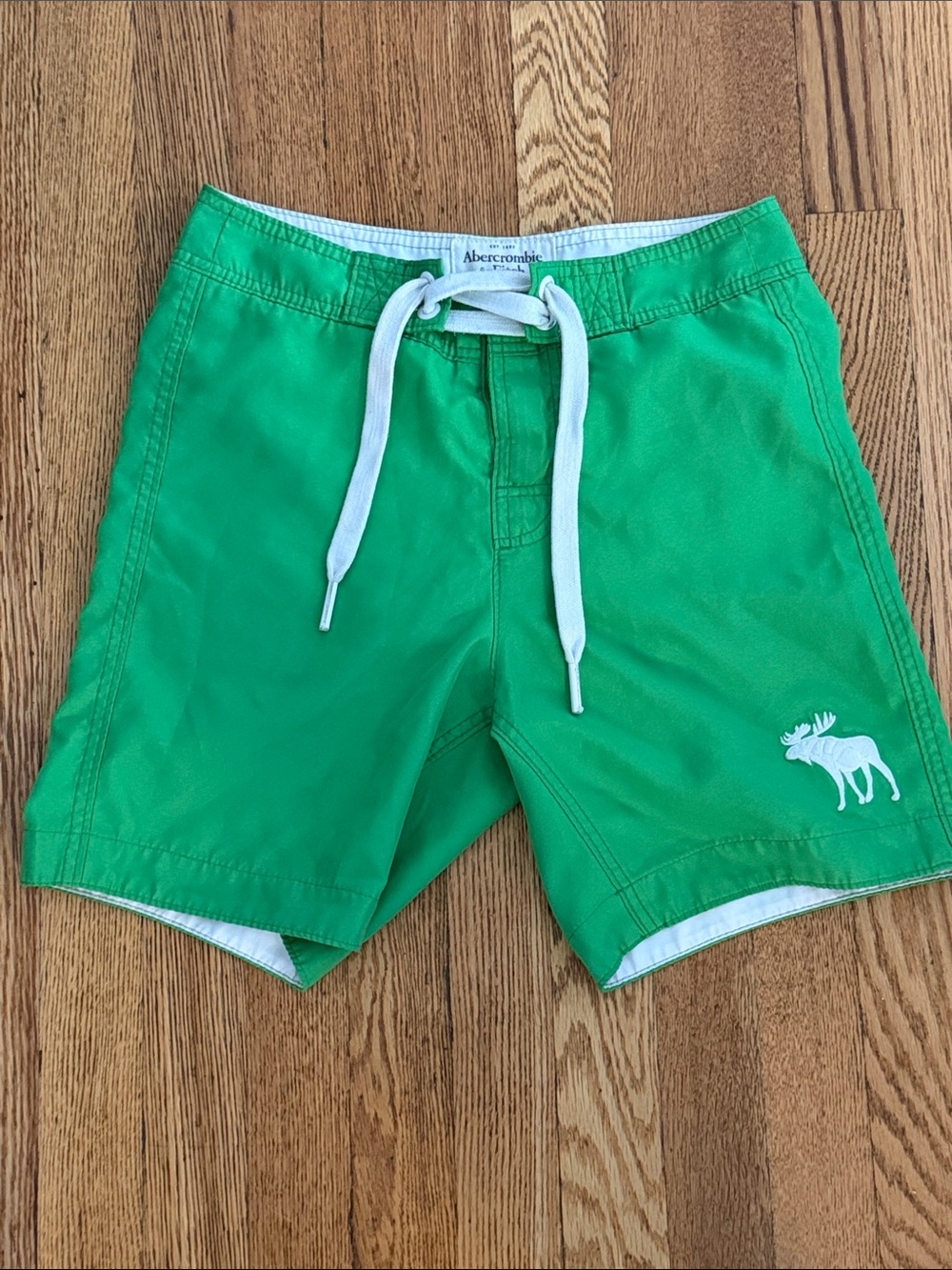 Abercrombie & Fitch Men's Bright Green Athletic Swim Shorts